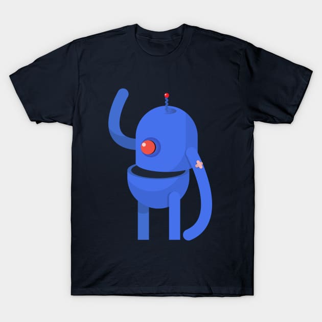 Blue Robot T-Shirt by Gunes Ozcan